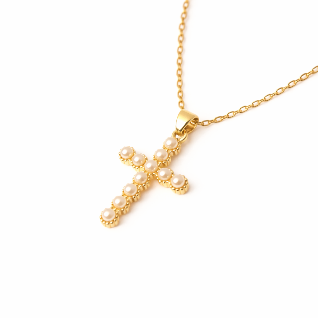Alice Pearl Cross Necklace