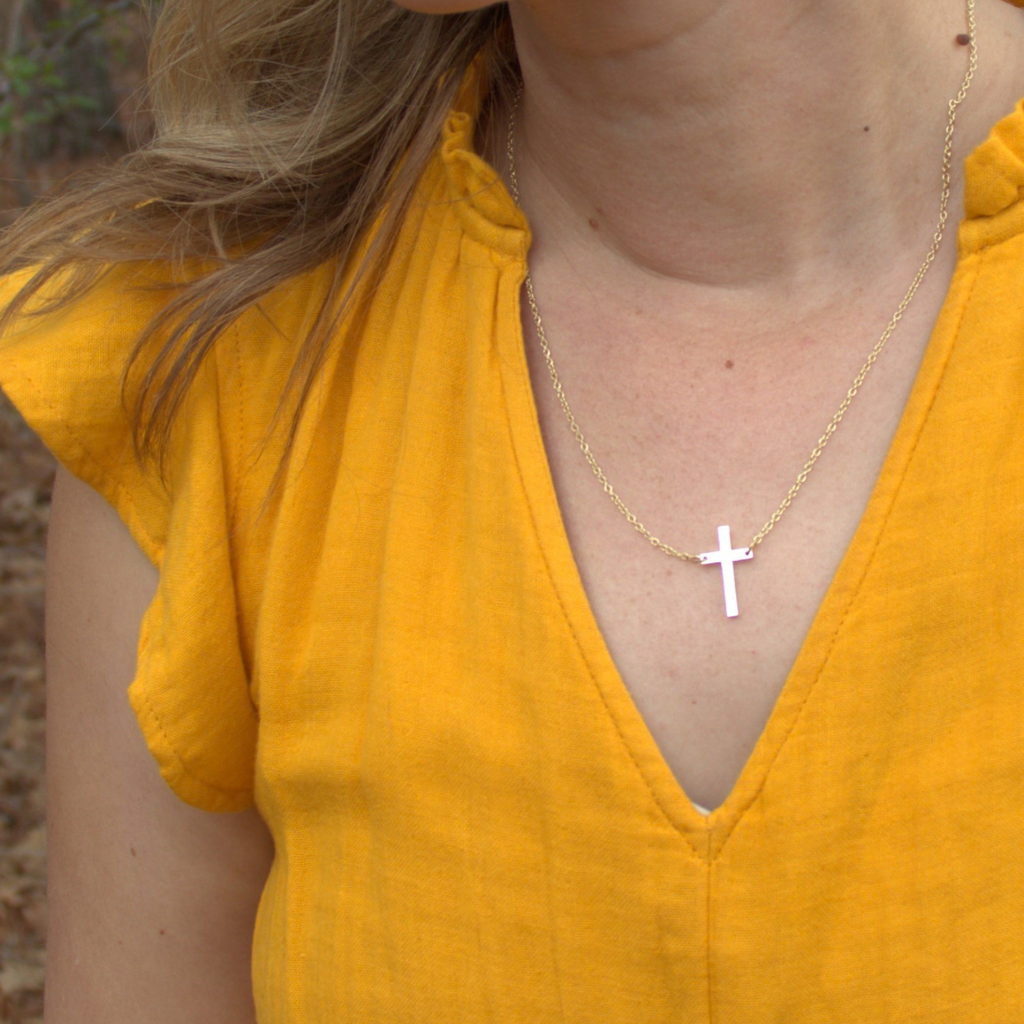 Priscilla Sideways Cross Necklace