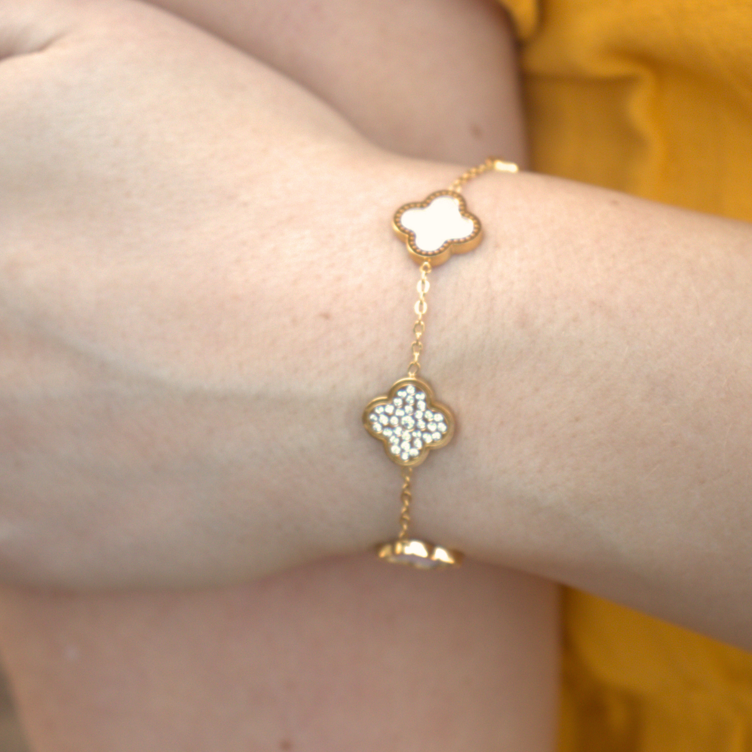 Cora Bloom — Clover & Crystal Bracelet