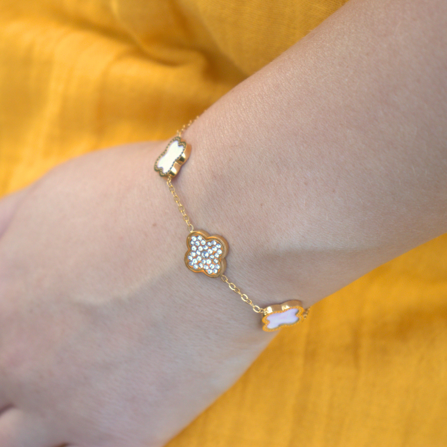 Cora Bloom — Clover & Crystal Bracelet