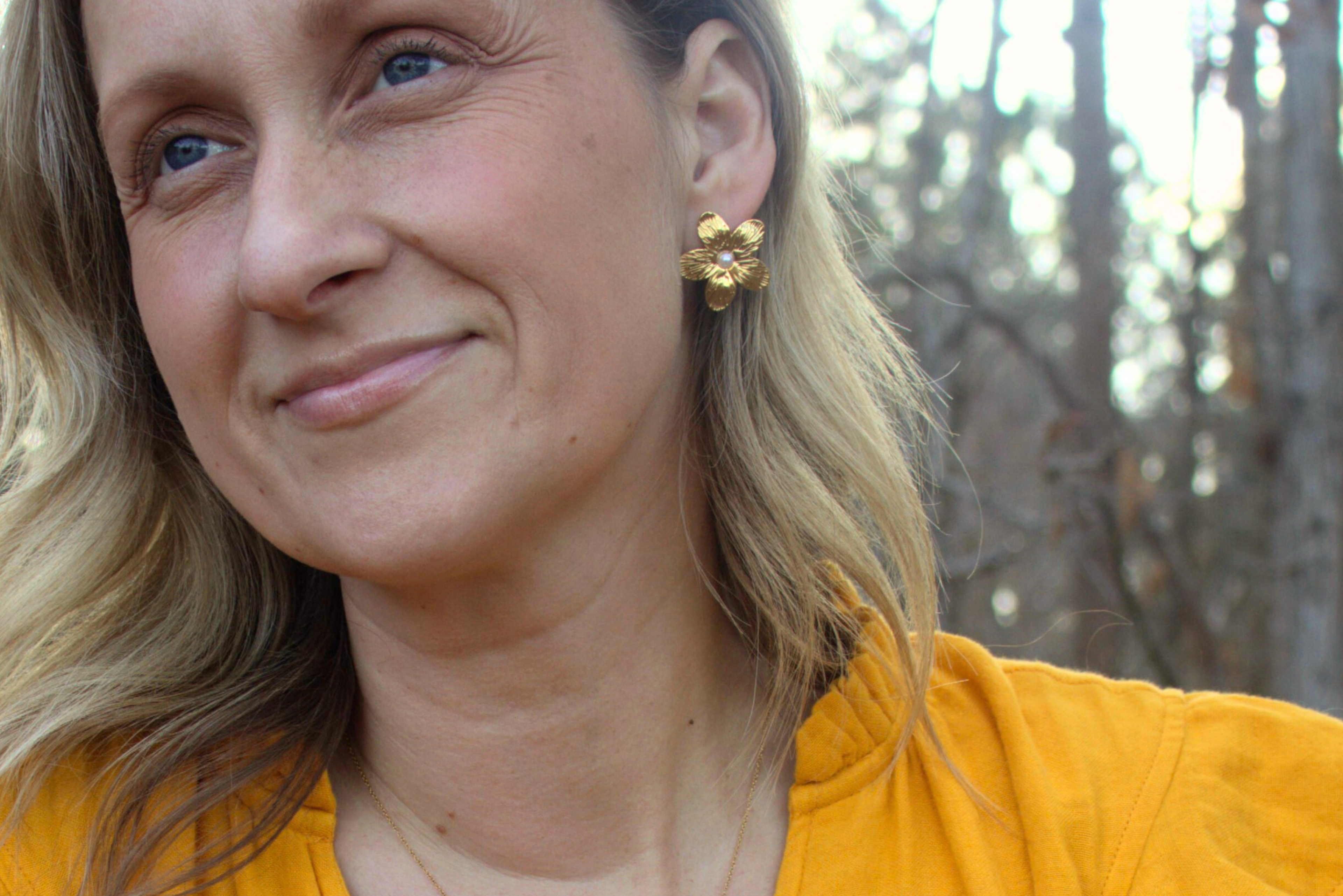 Pearl Flower Petal Earrings