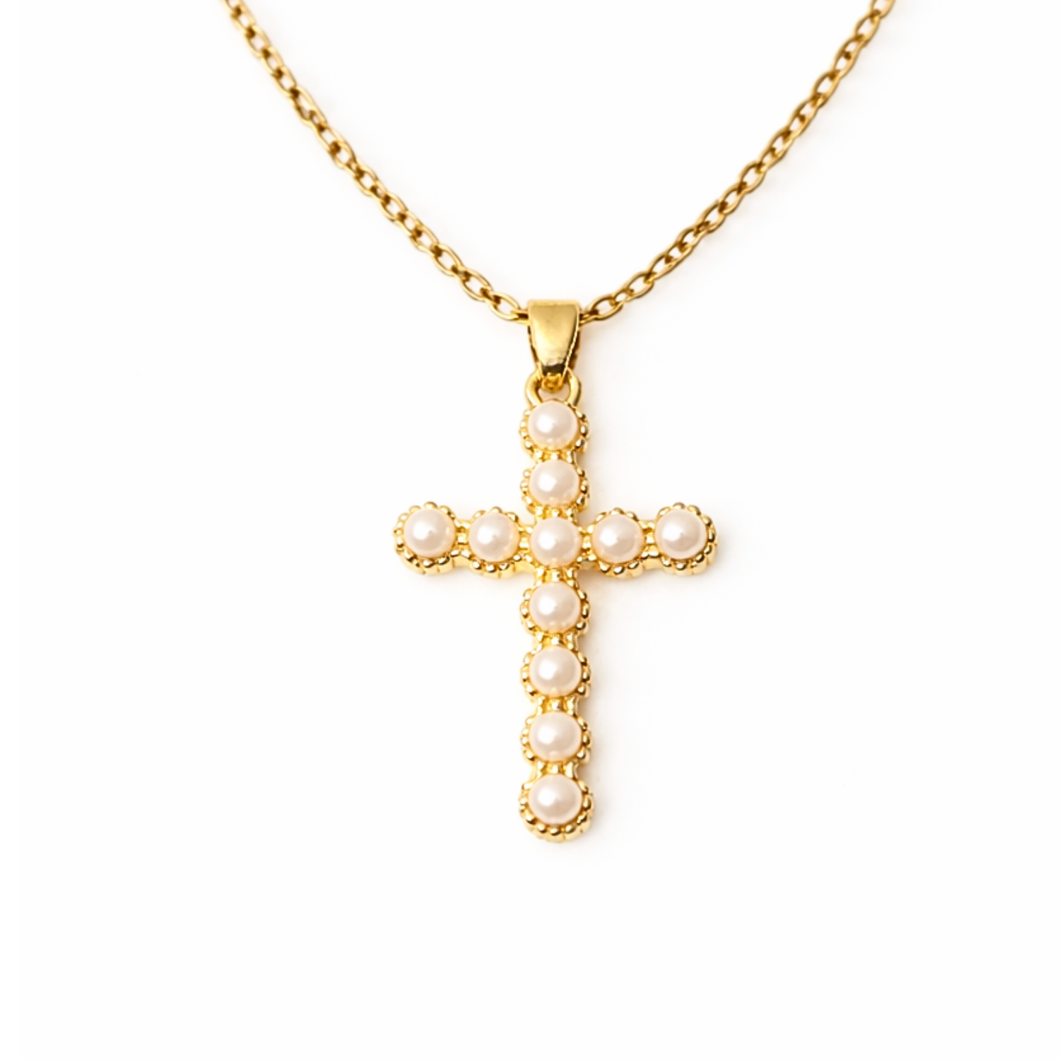 Alice Pearl Cross Necklace