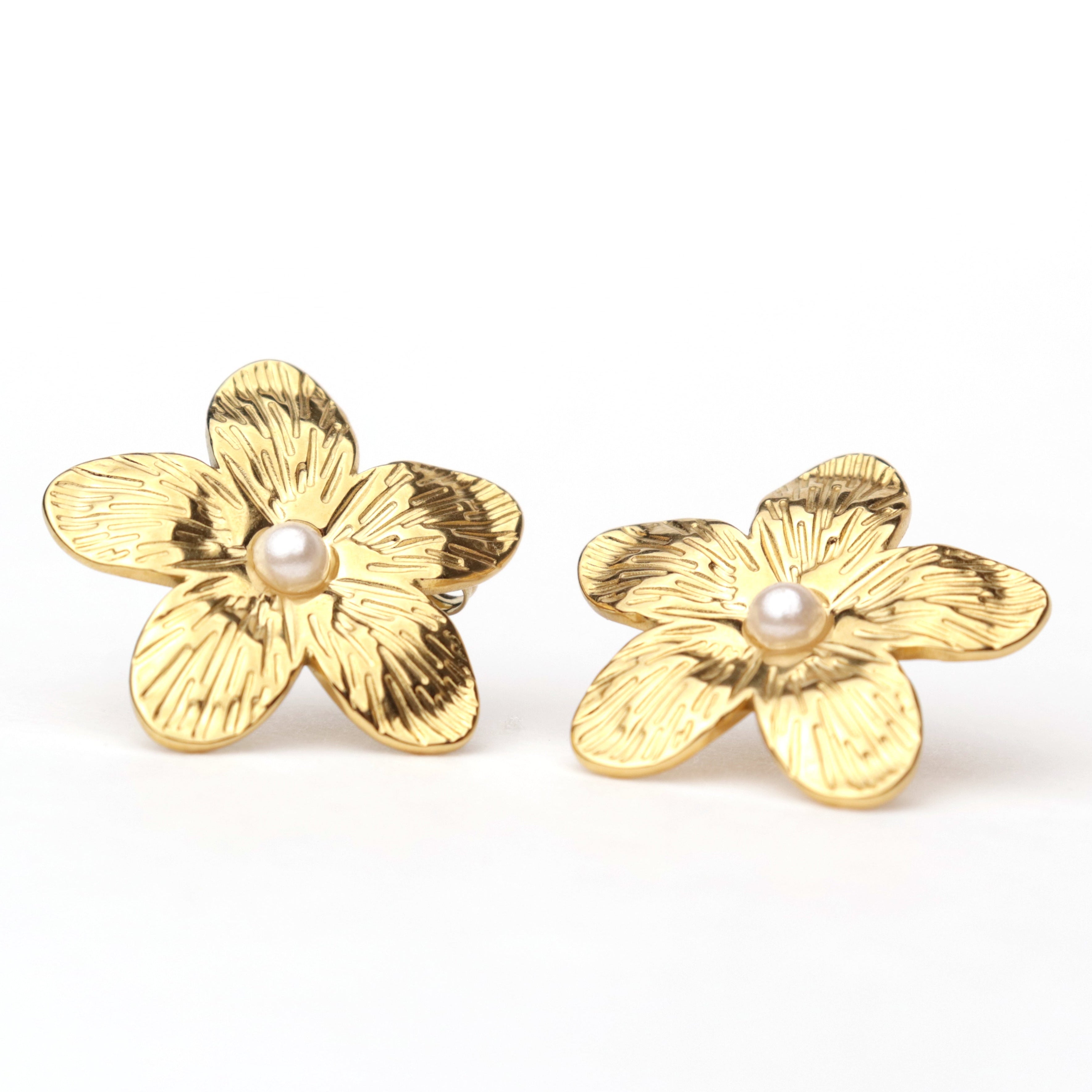 Pearl Flower Petal Earrings